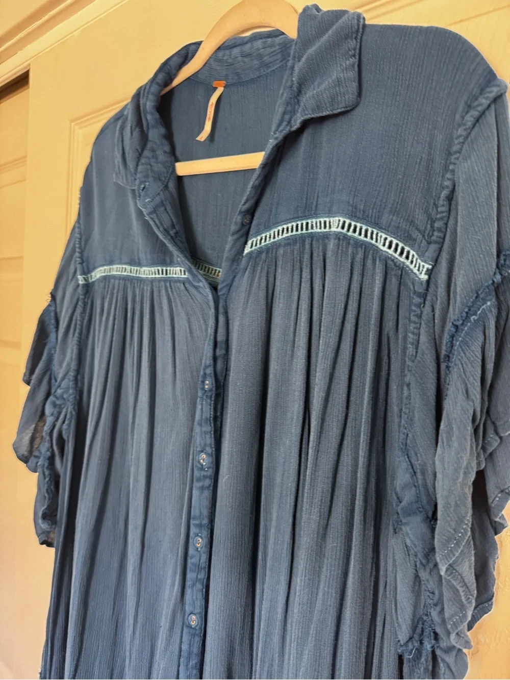 Free People Indigo Tiered Button-Front Maxi Dress